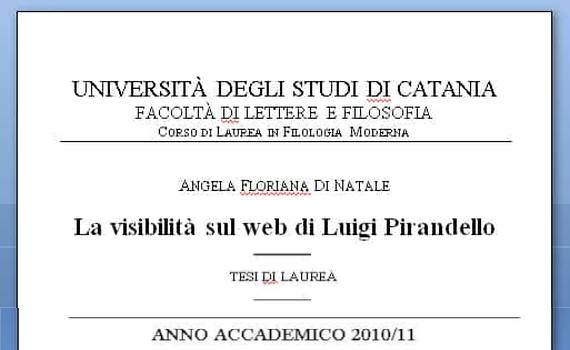 La visibilità sul web di Luigi Pirandello – Tesi di laurea