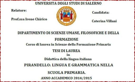 Pirandello: Lingua e grammatica nella scuola primaria – Tesi di Laurea